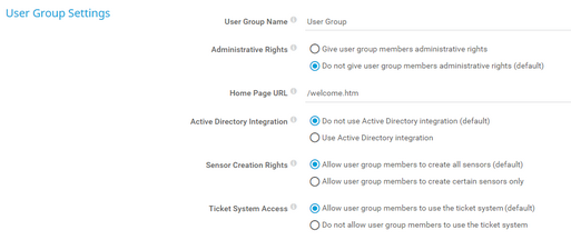 User Group Settings